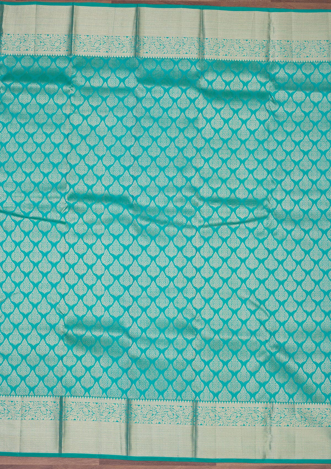 Turquoise Blue Zariwork Pure Silk Saree