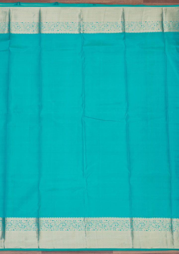 Turquoise Blue Zariwork Pure Silk Saree