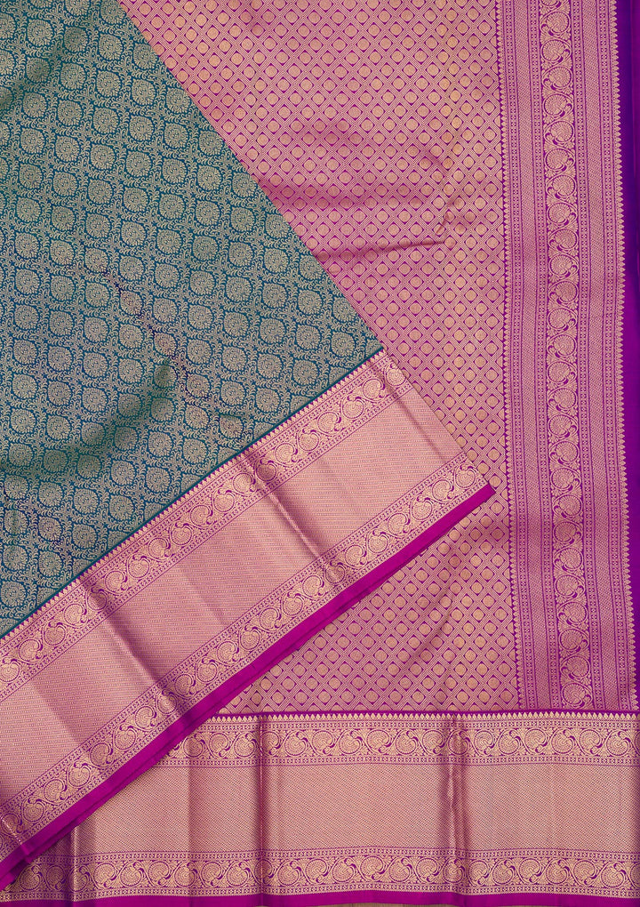 Turquoise Blue Zariwork Pure Silk Saree