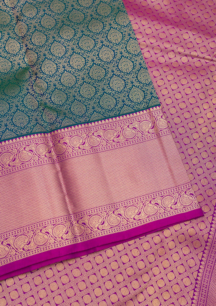 Turquoise Blue Zariwork Pure Silk Saree