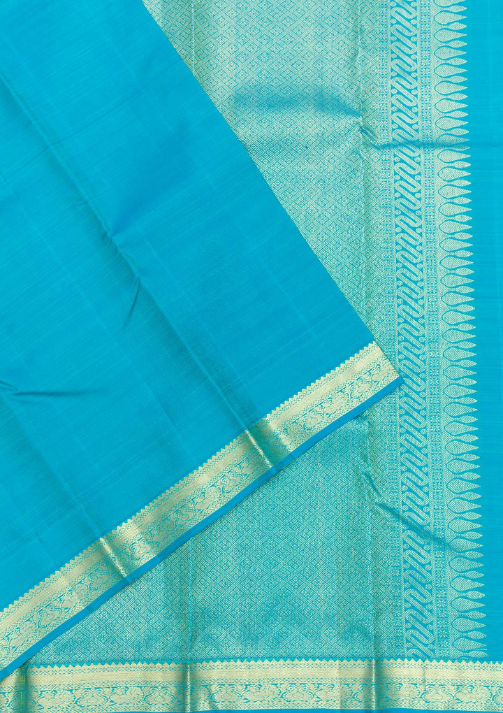 Turquoise Blue Zariwork Pure Silk Saree