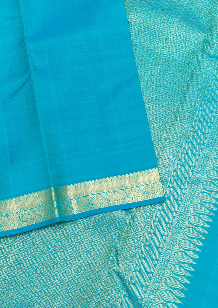 Turquoise Blue Zariwork Pure Silk Saree