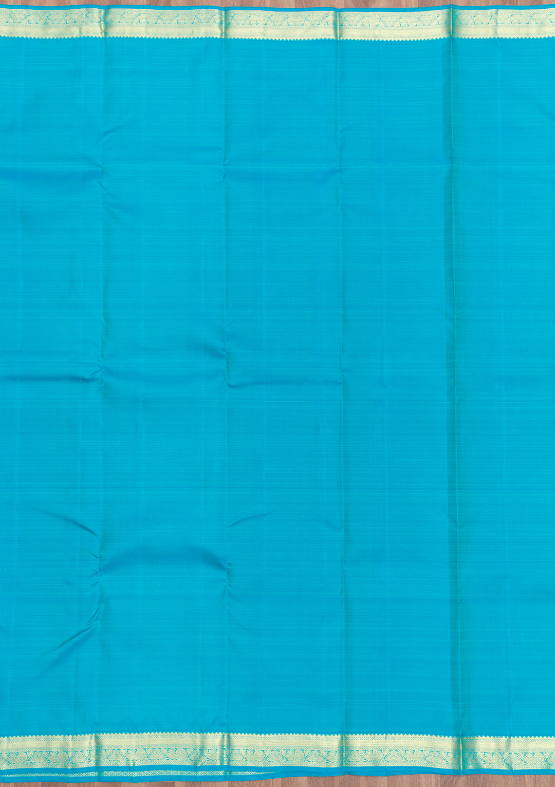 Turquoise Blue Zariwork Pure Silk Saree