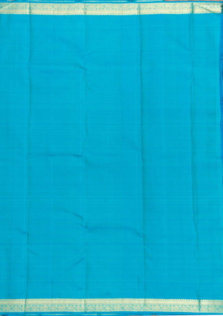 Turquoise Blue Zariwork Pure Silk Saree