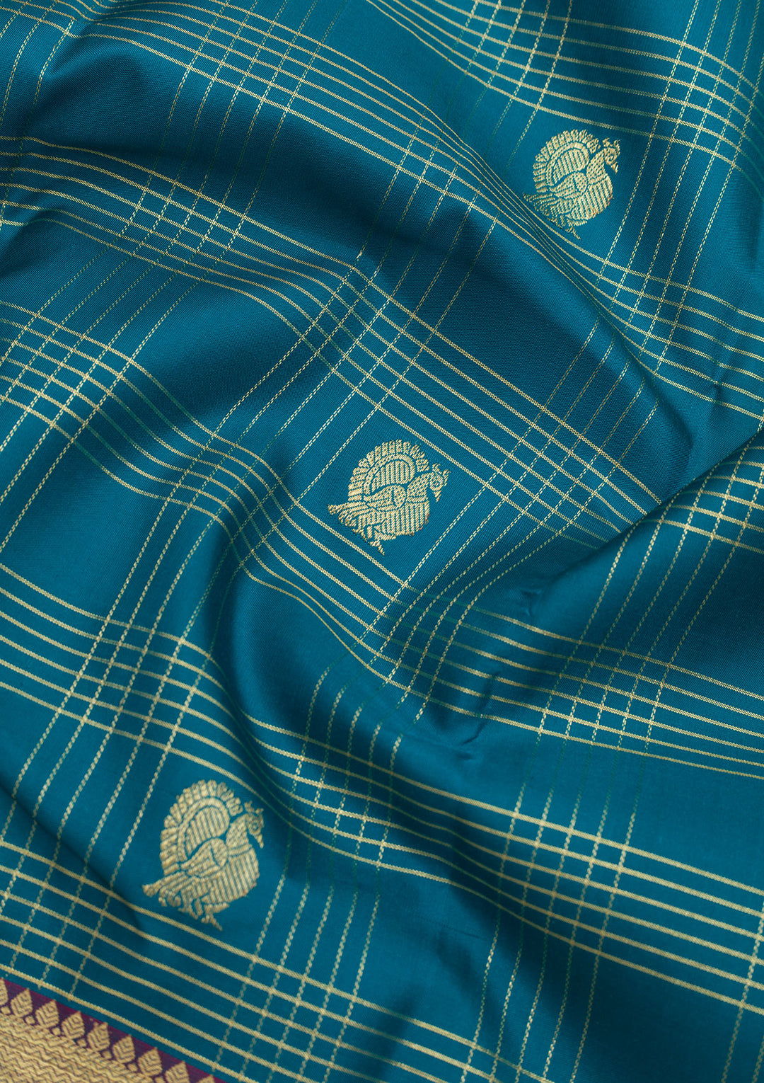 Turquoise Blue Zariwork Kanjivaram Pure Silk Saree