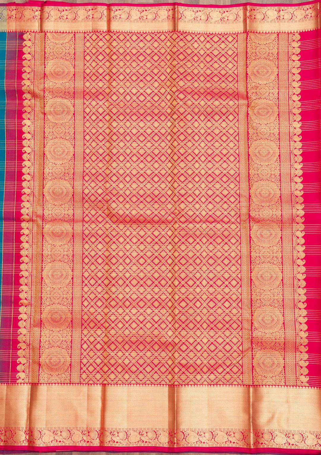 Turquoise Blue Zariwork Kanjivaram Pure Silk Saree