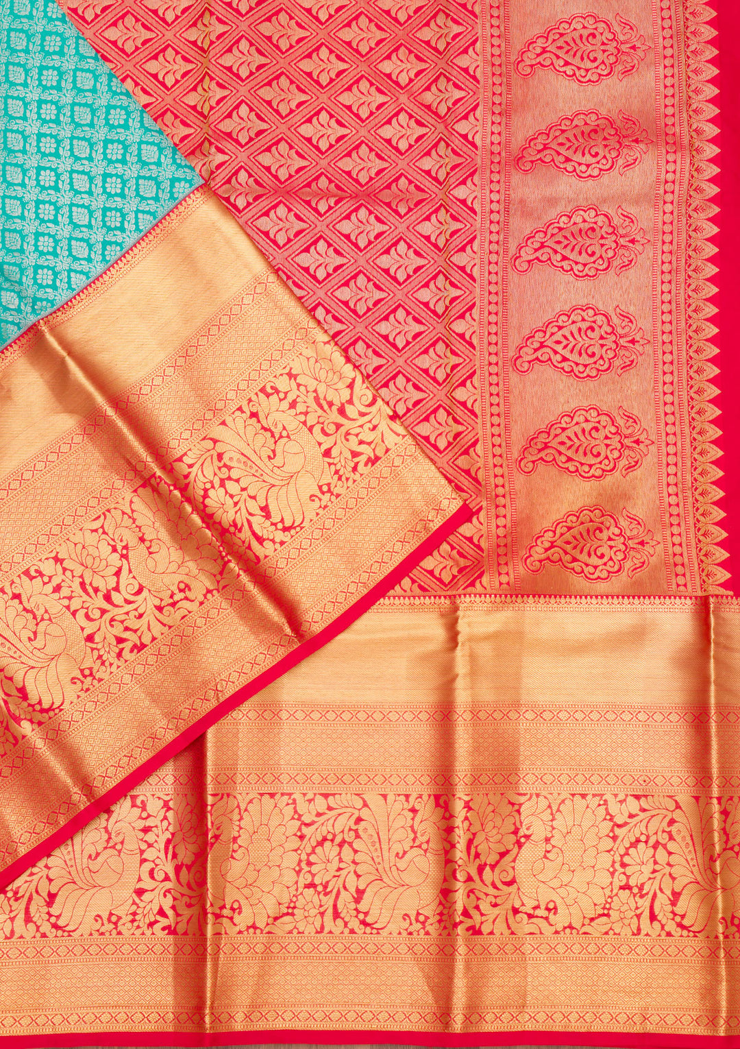 Turquoise Blue Zariwork Pure Silk Saree