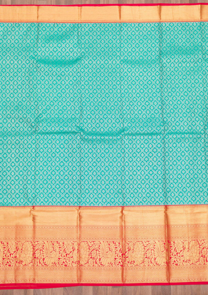 Turquoise Blue Zariwork Pure Silk Saree