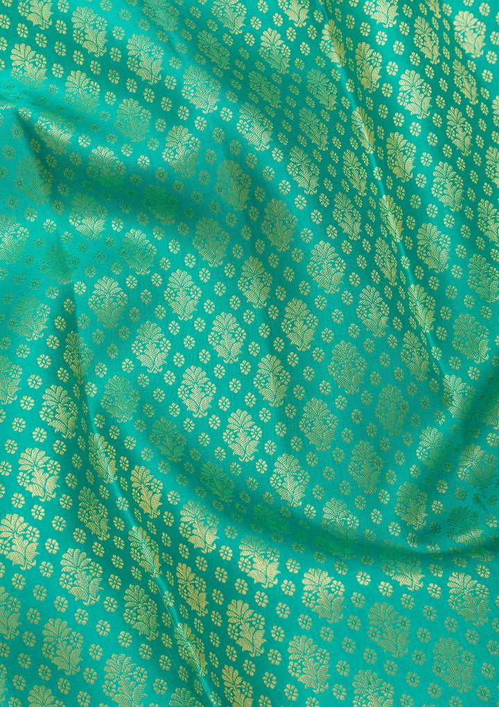 Turquoise Blue Zariwork Kanjivaram Pure Silk Saree