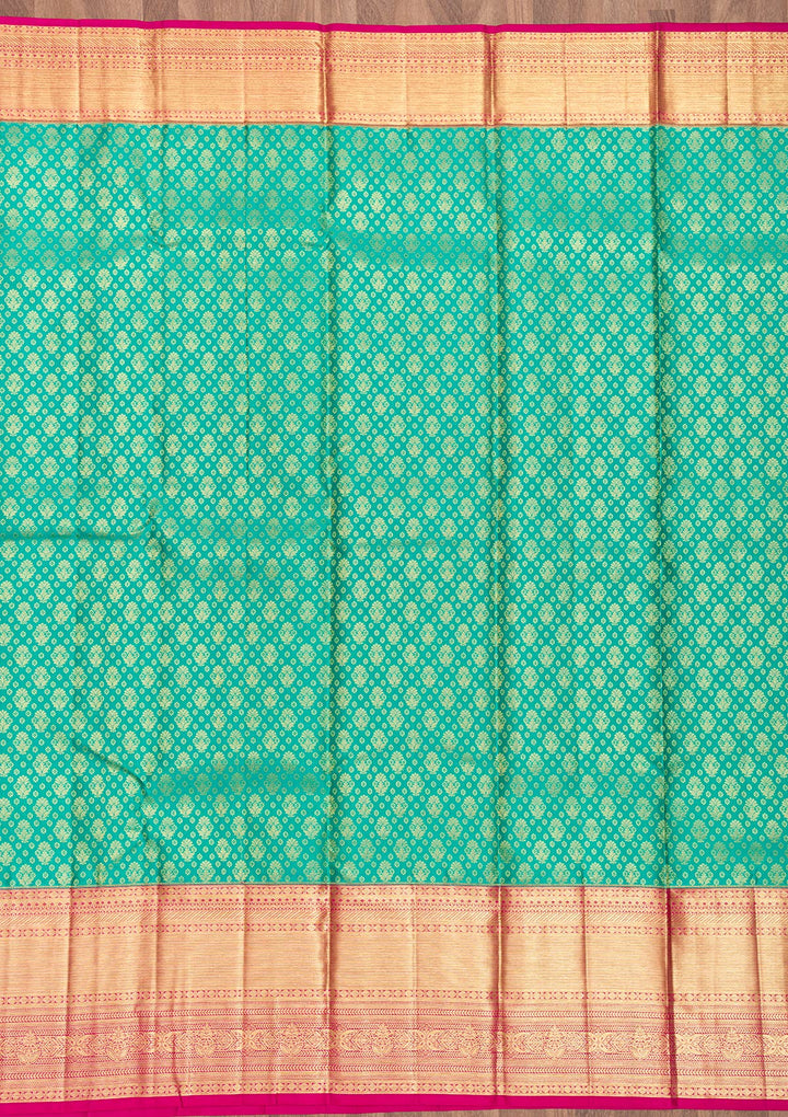 Turquoise Blue Zariwork Kanjivaram Pure Silk Saree