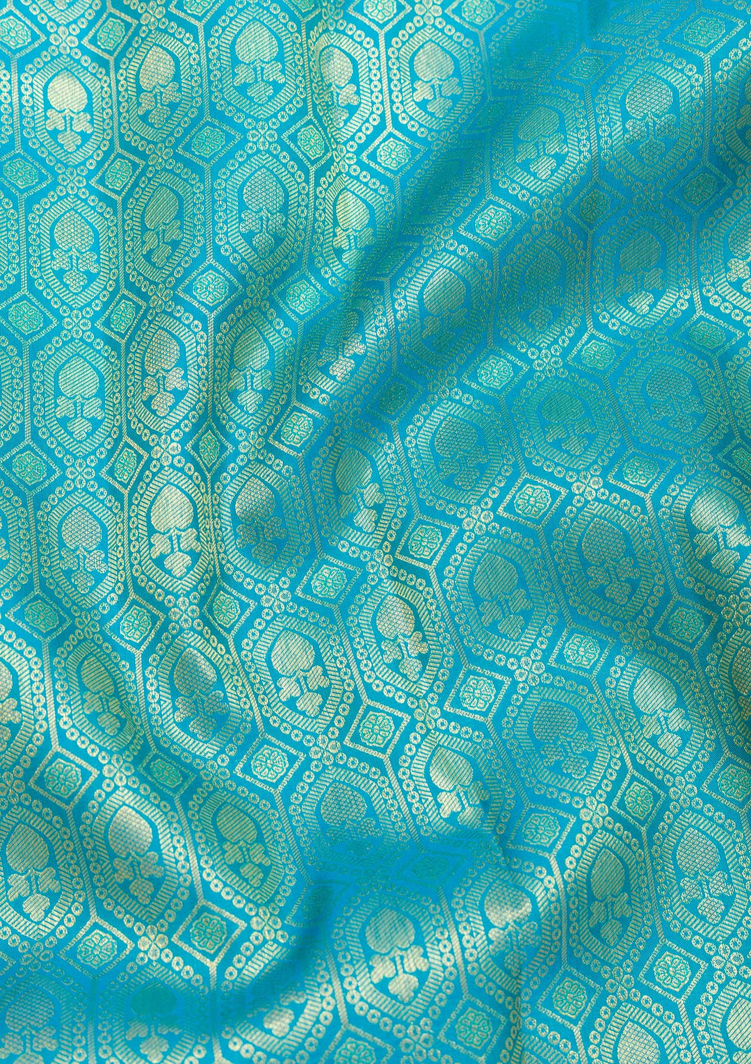 Turquoise Blue Zariwork Pure Silk Saree