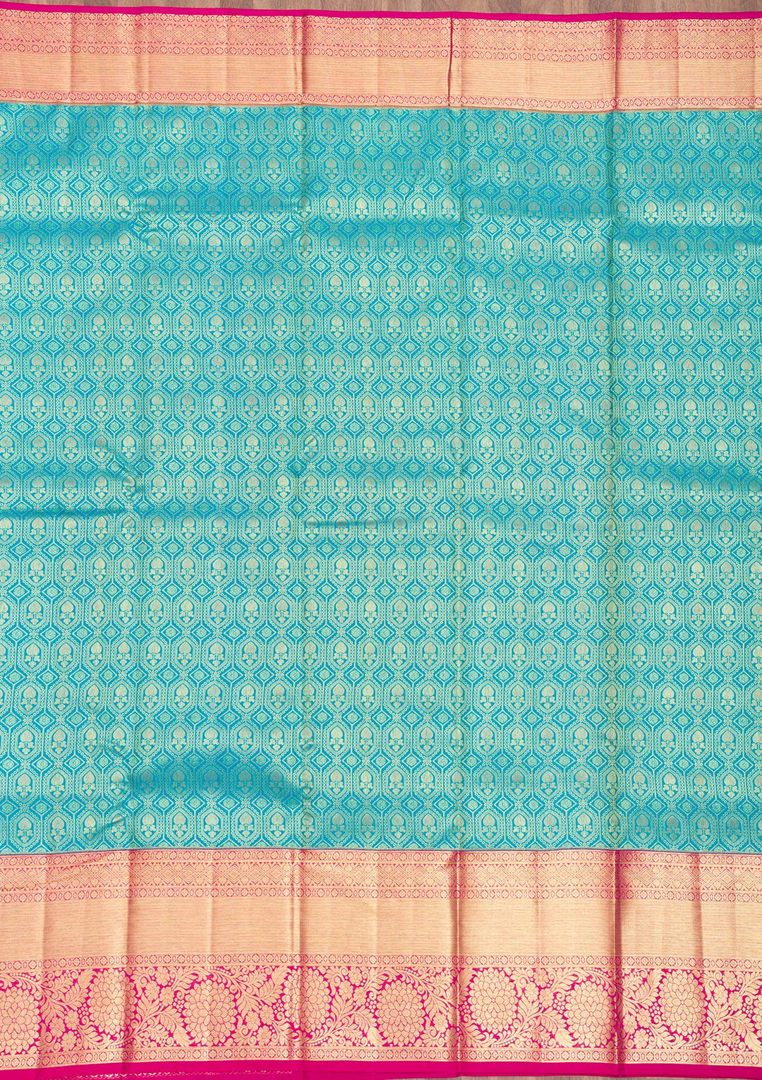 Turquoise Blue Zariwork Pure Silk Saree