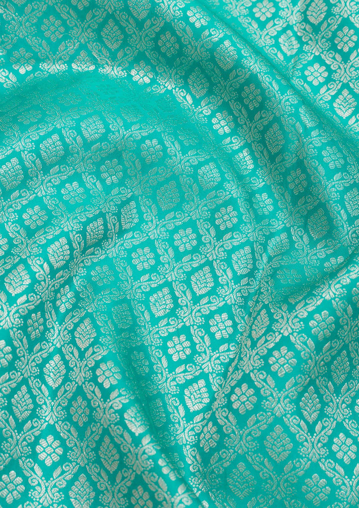 Turquoise Blue Zariwork Kanjivaram Pure Silk Saree