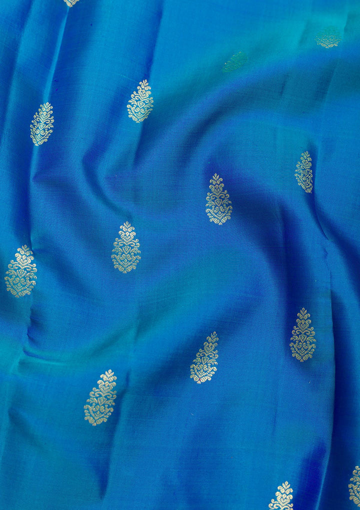 Turquoise Blue Zariwork Kanjivaram Pure Silk Saree