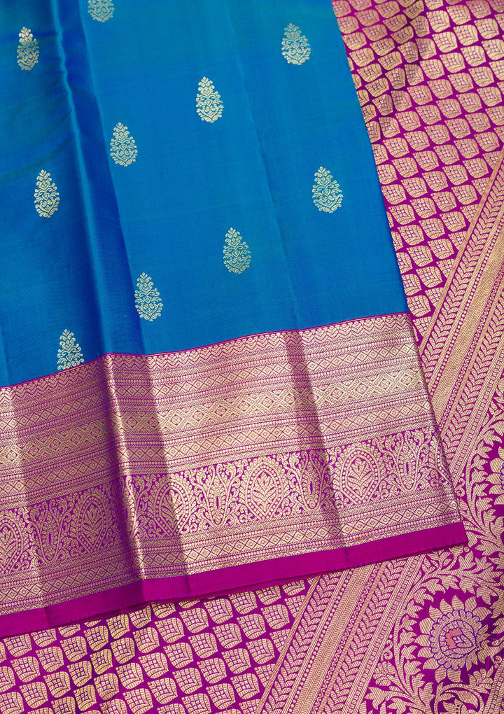 Turquoise Blue Zariwork Kanjivaram Pure Silk Saree