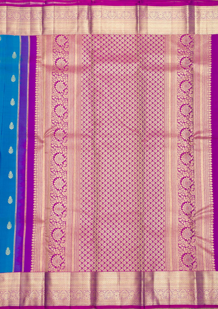 Turquoise Blue Zariwork Kanjivaram Pure Silk Saree