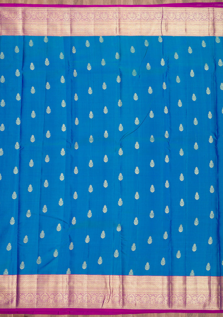 Turquoise Blue Zariwork Kanjivaram Pure Silk Saree
