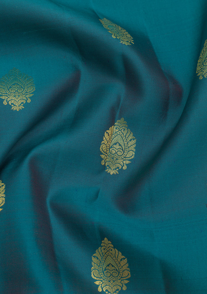 Turquoise Blue Zariwork Banarasi Pure Silk Saree