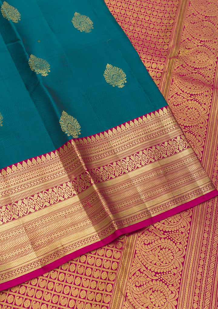 Turquoise Blue Zariwork Banarasi Pure Silk Saree