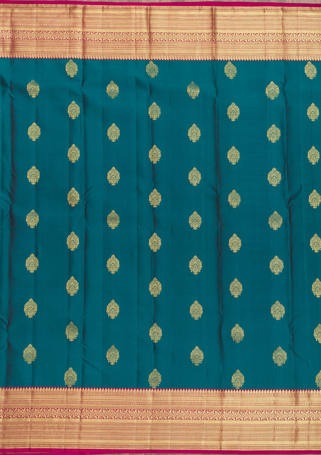 Turquoise Blue Zariwork Banarasi Pure Silk Saree