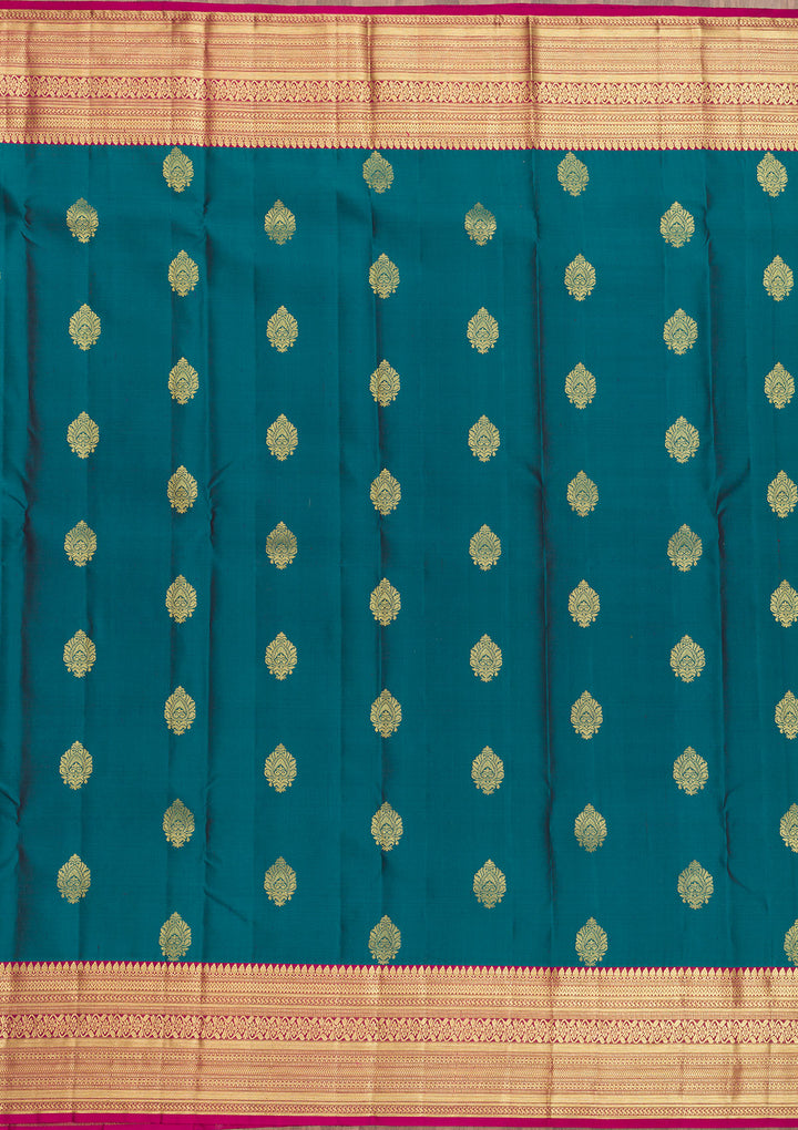 Turquoise Blue Zariwork Banarasi Pure Silk Saree