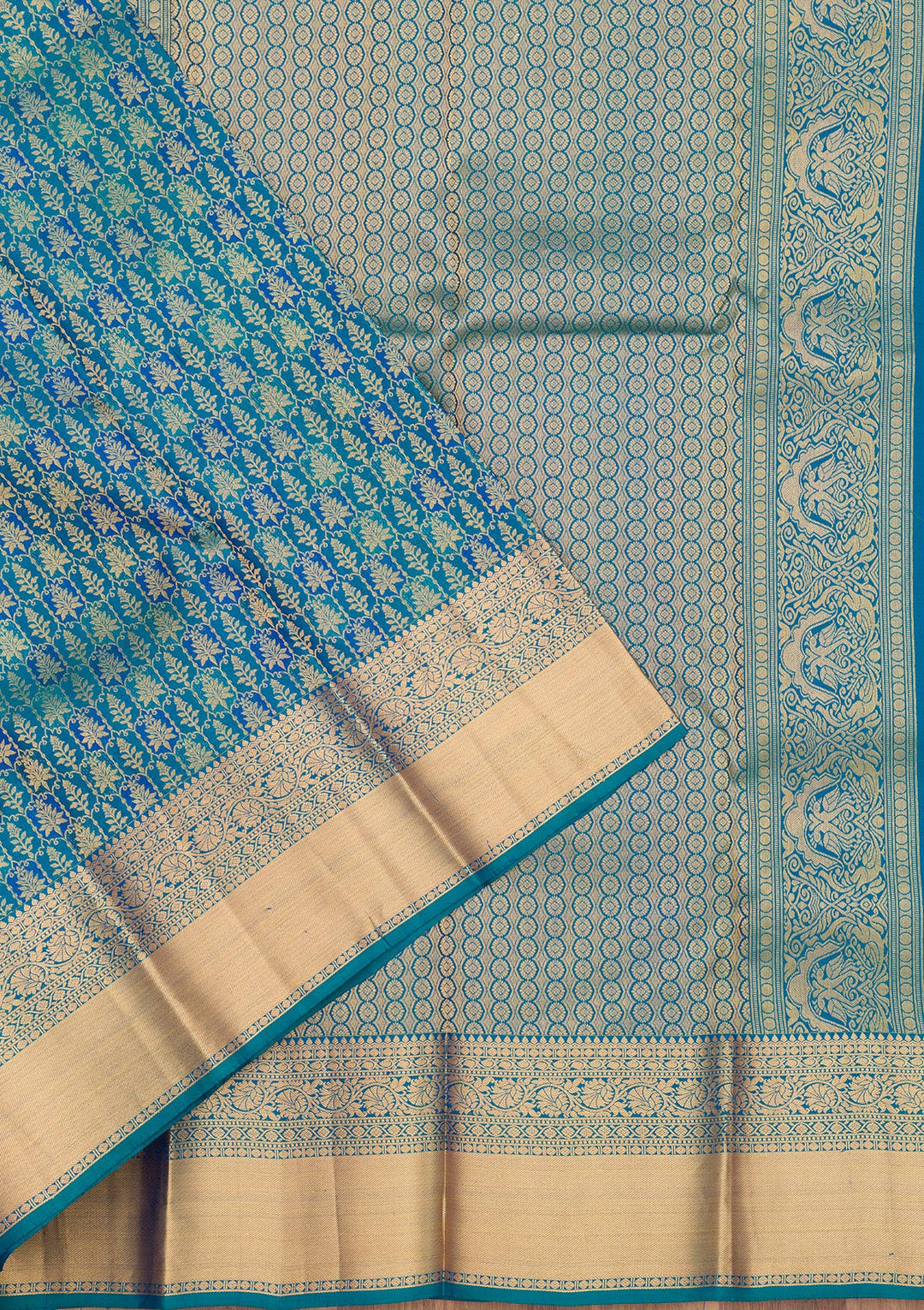 Turquoise Blue Zariwork Pure Silk Saree