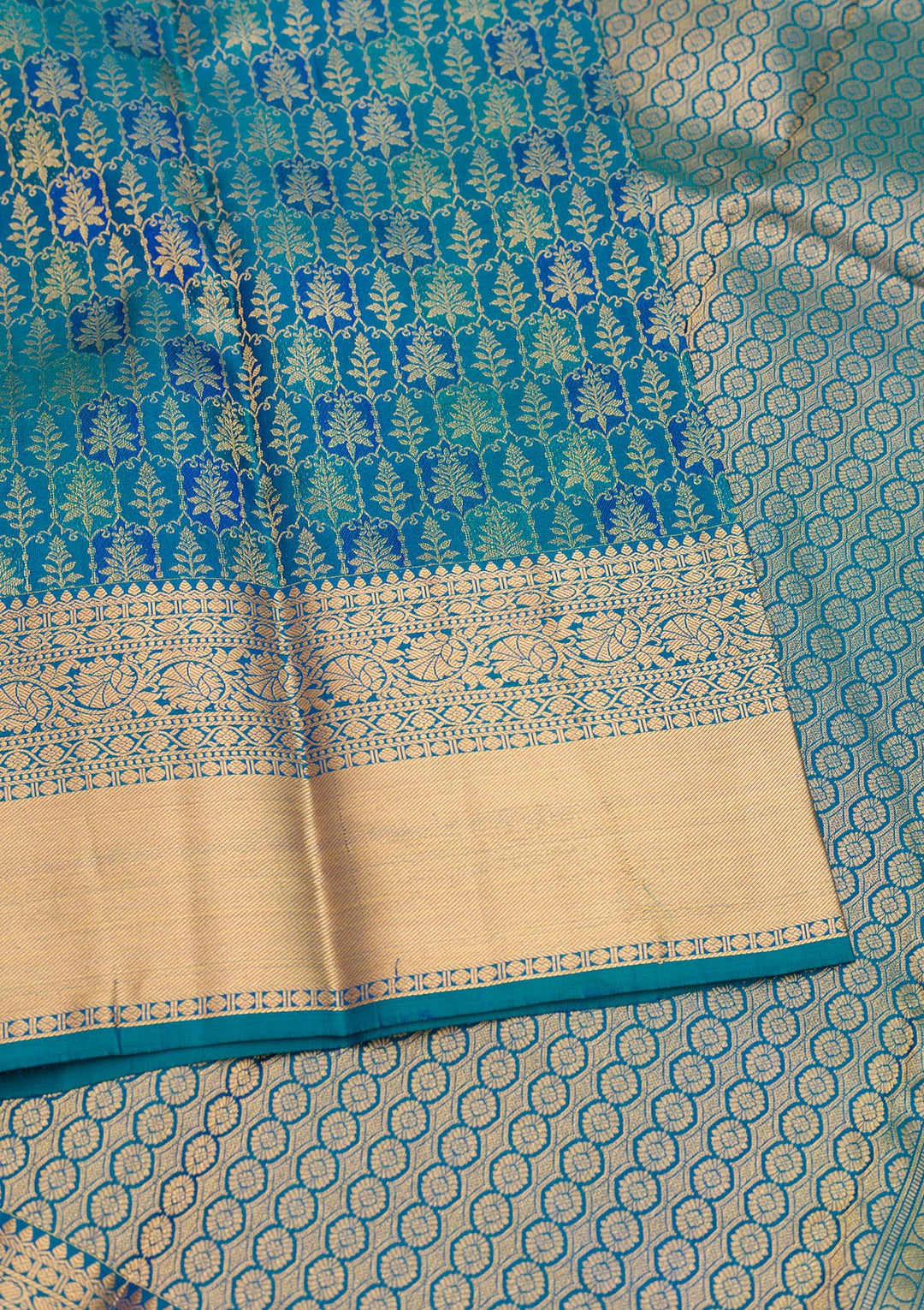 Turquoise Blue Zariwork Pure Silk Saree