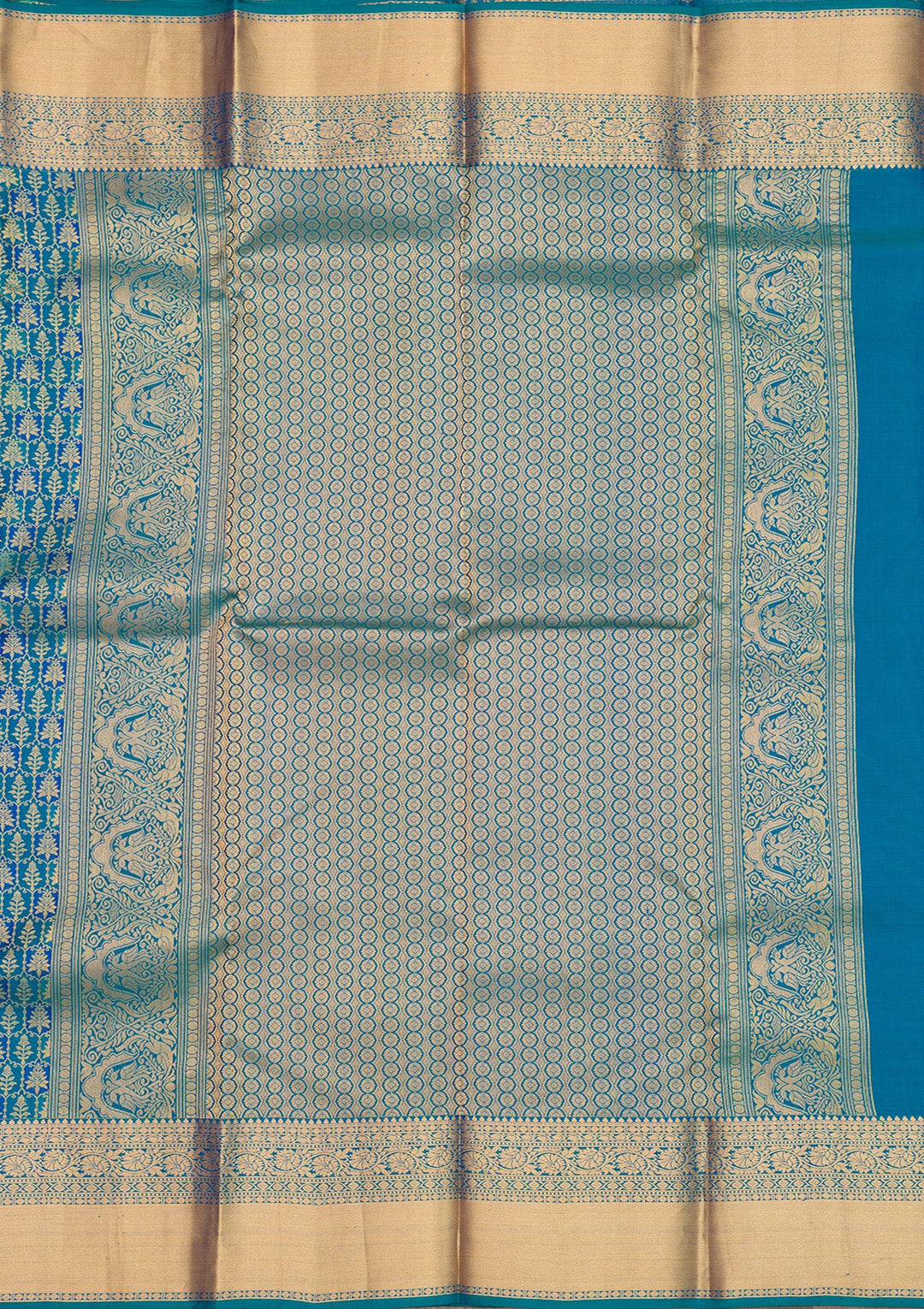 Turquoise Blue Zariwork Pure Silk Saree