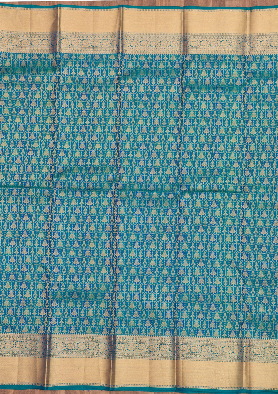Turquoise Blue Zariwork Pure Silk Saree