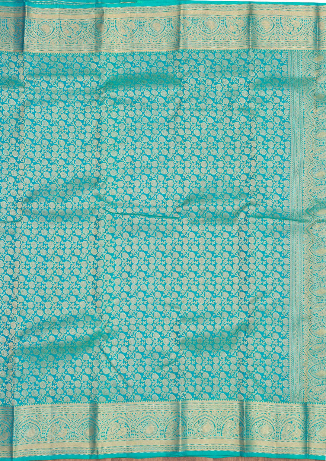 Turquoise Blue Zariwork Pure Silk Saree