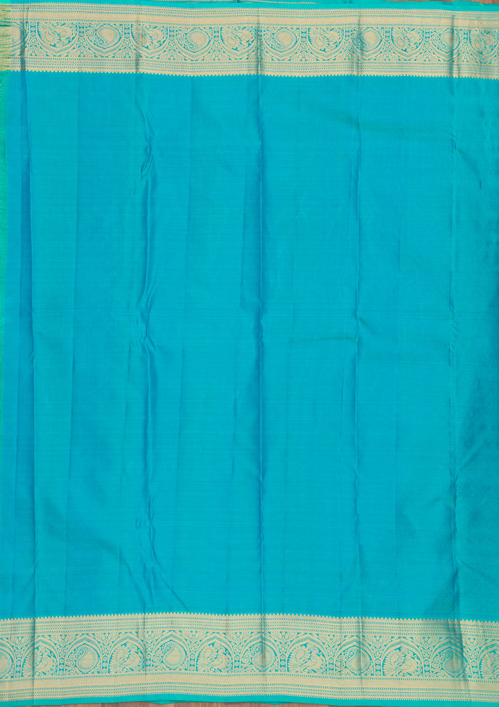 Turquoise Blue Zariwork Pure Silk Saree