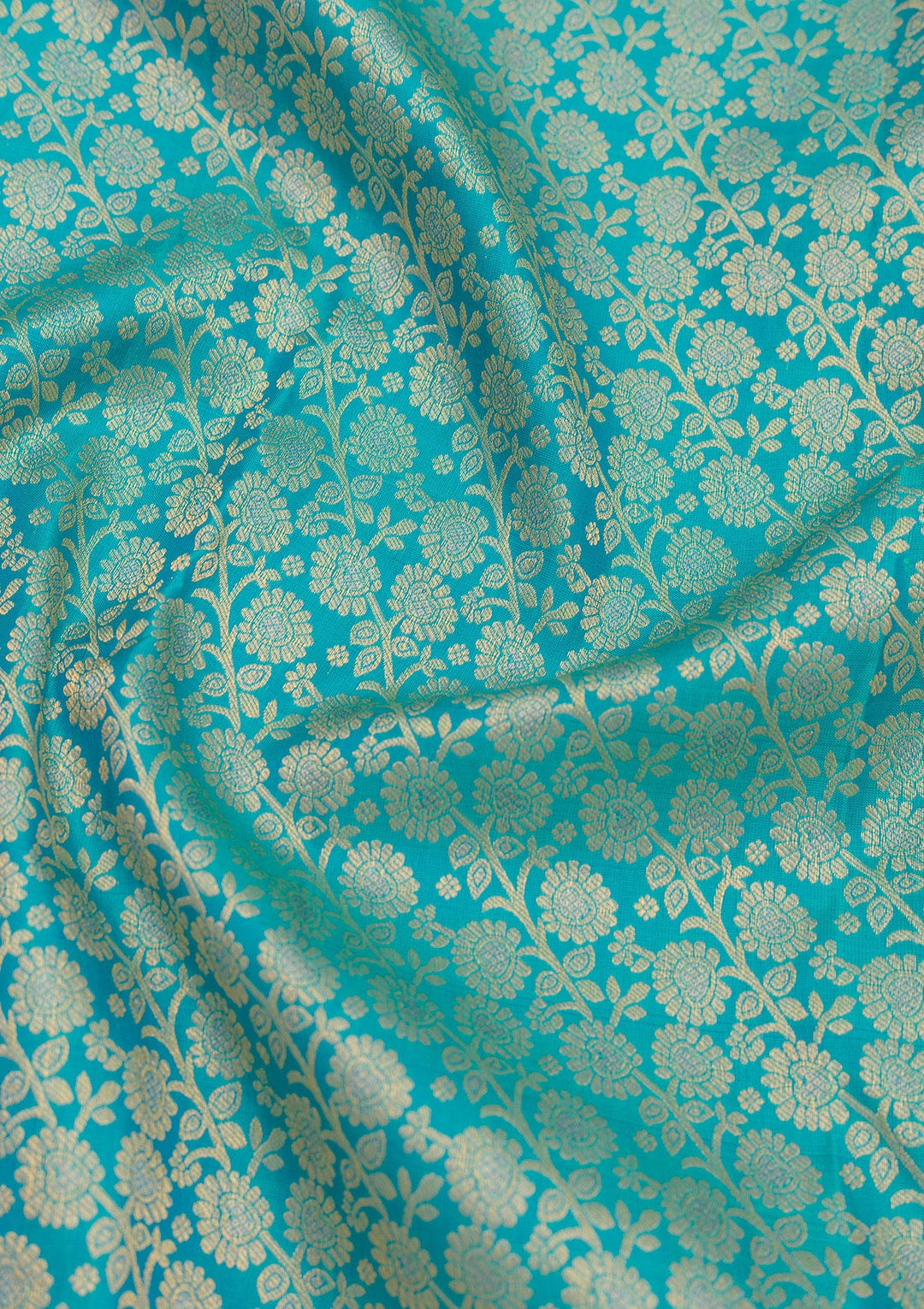 Turquoise Blue Zariwork Pure Silk Saree