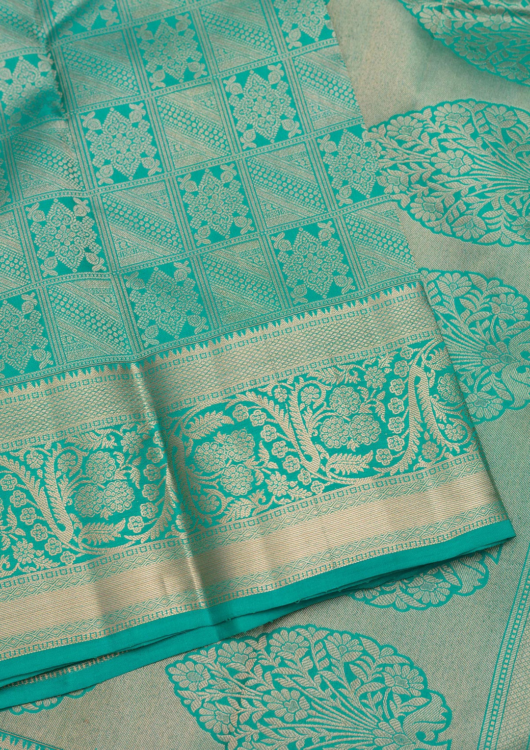 Turquoise Blue Zariwork Pure Silk Saree