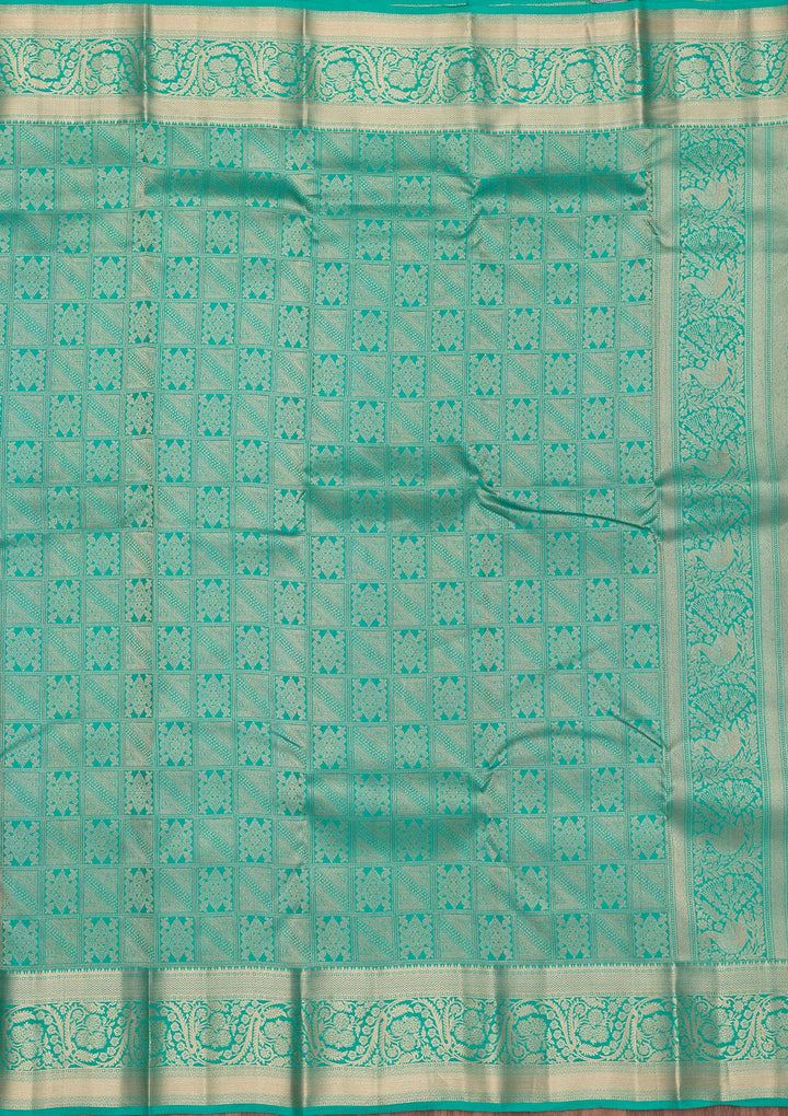 Turquoise Blue Zariwork Pure Silk Saree