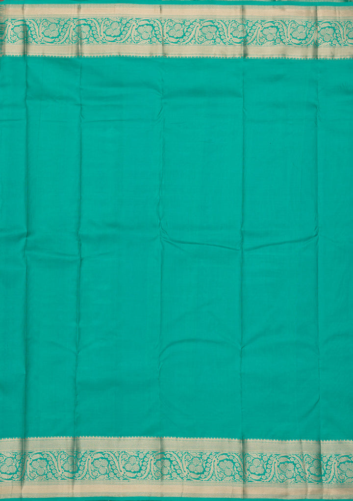 Turquoise Blue Zariwork Pure Silk Saree
