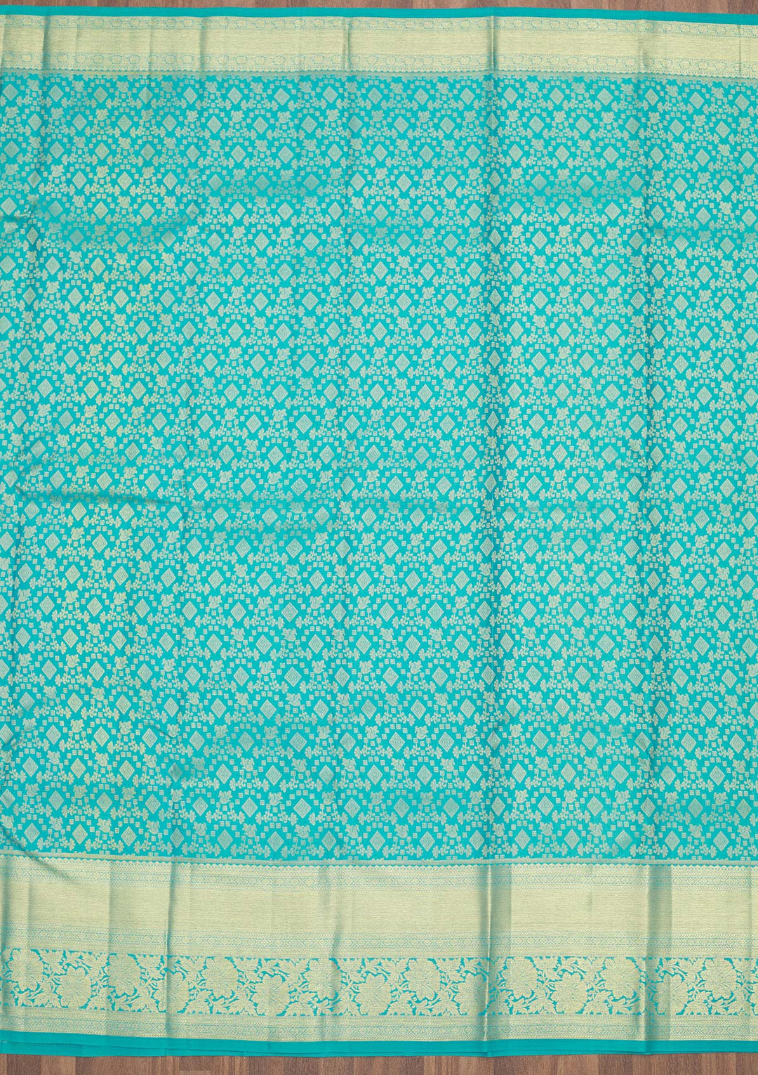 Turquoise Blue Zariwork Pure Silk Saree