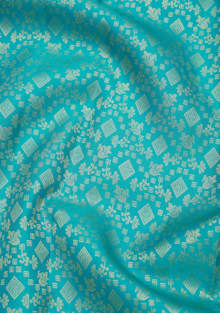 Turquoise Blue Zariwork Pure Silk Saree