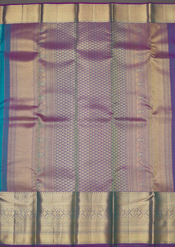 Turquoise Blue Zariwork Pure Silk Saree