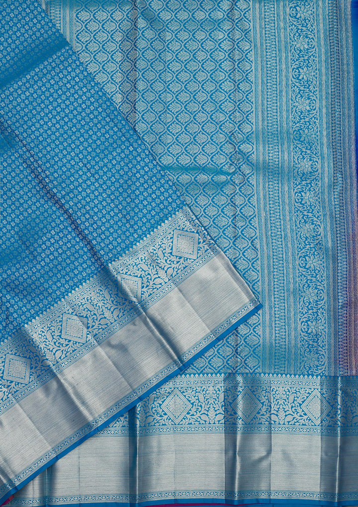 Turquoise Blue Zariwork Pure Silk Saree