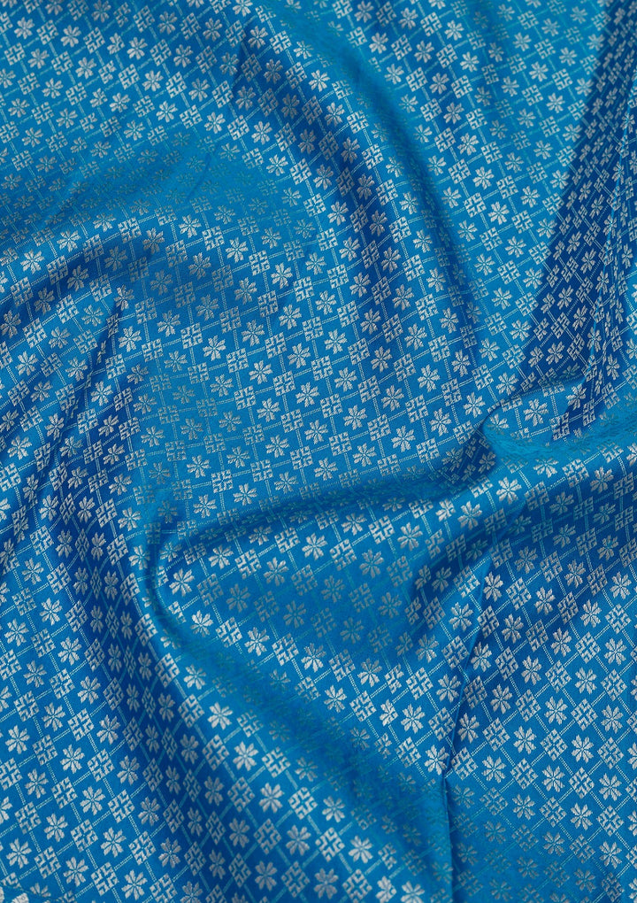Turquoise Blue Zariwork Pure Silk Saree