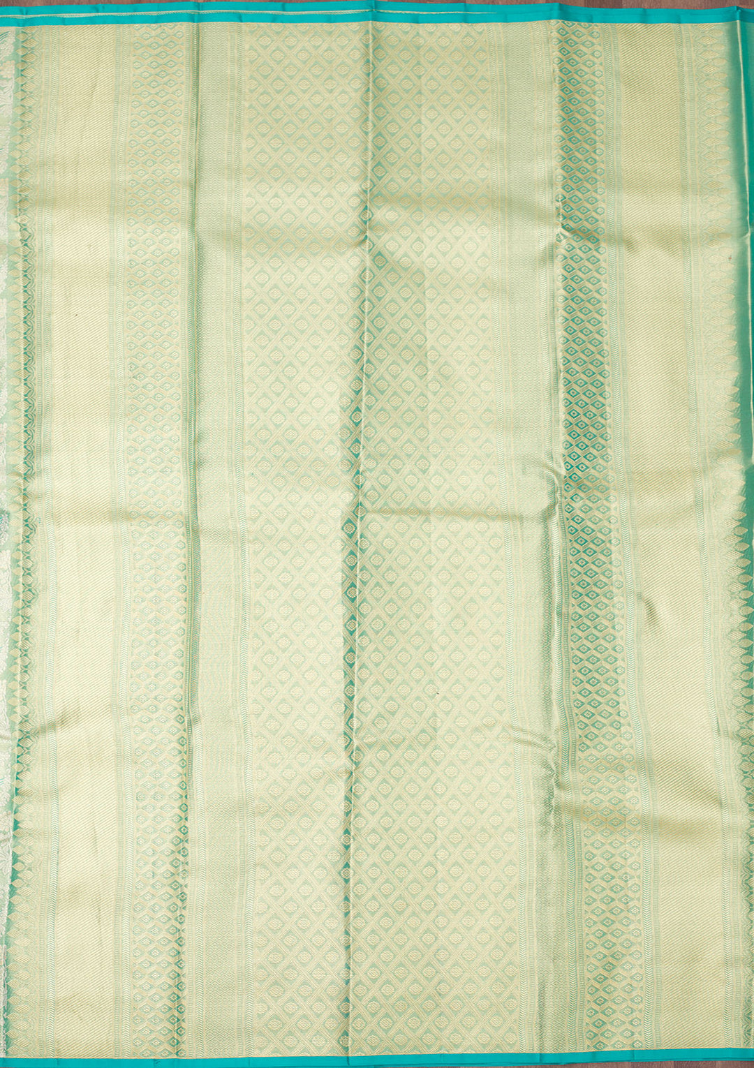 Turquoise Blue Zariwork Pure Silk Saree