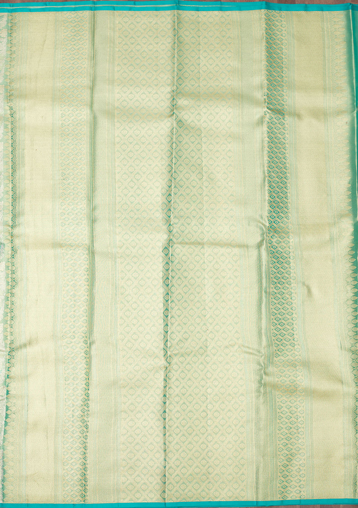 Turquoise Blue Zariwork Pure Silk Saree