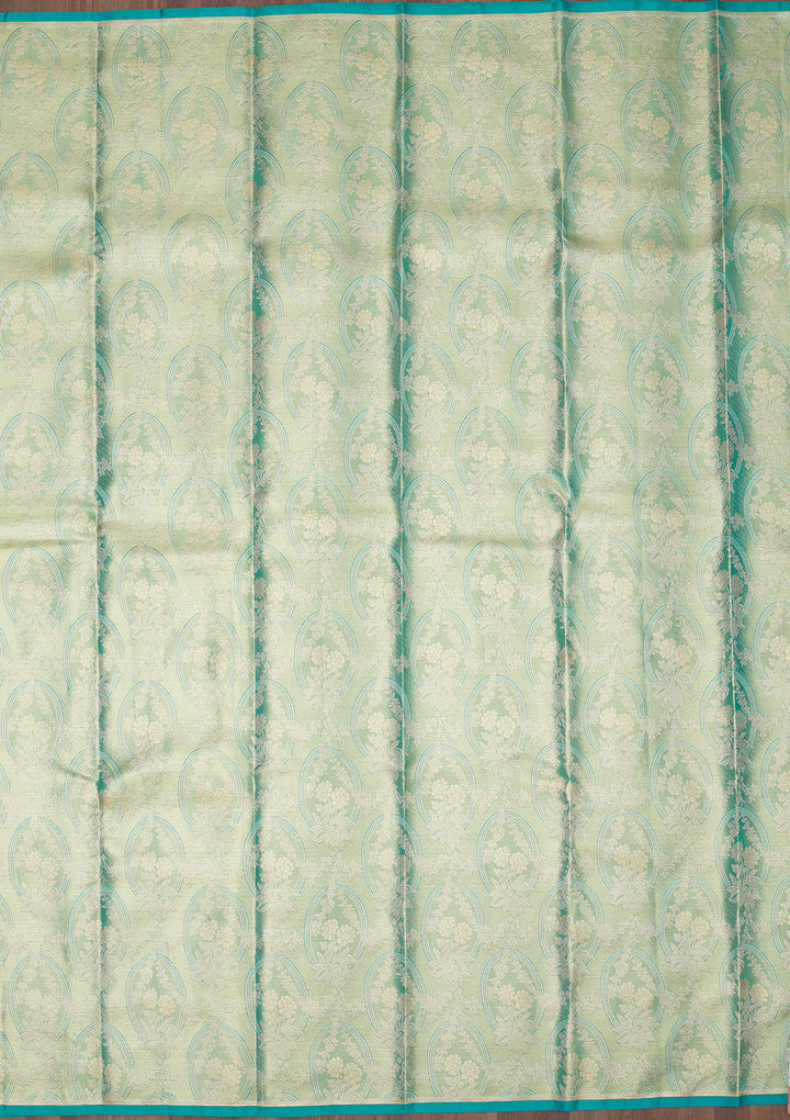 Turquoise Blue Zariwork Pure Silk Saree