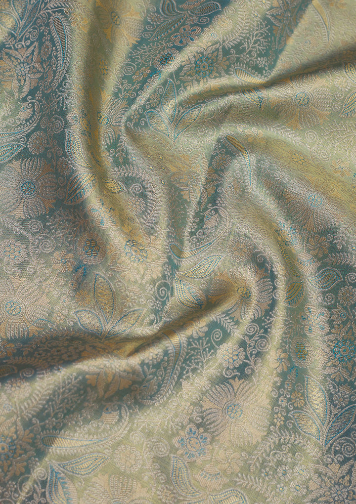 Turquoise Blue Zariwork Pure Silk Saree