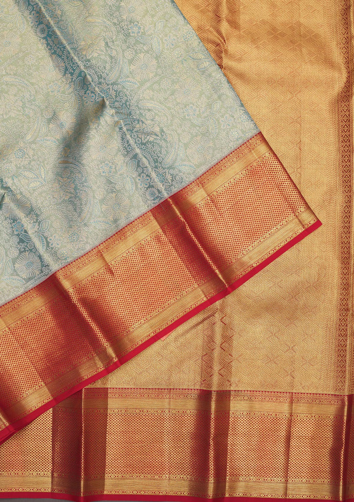 Turquoise Blue Zariwork Pure Silk Saree
