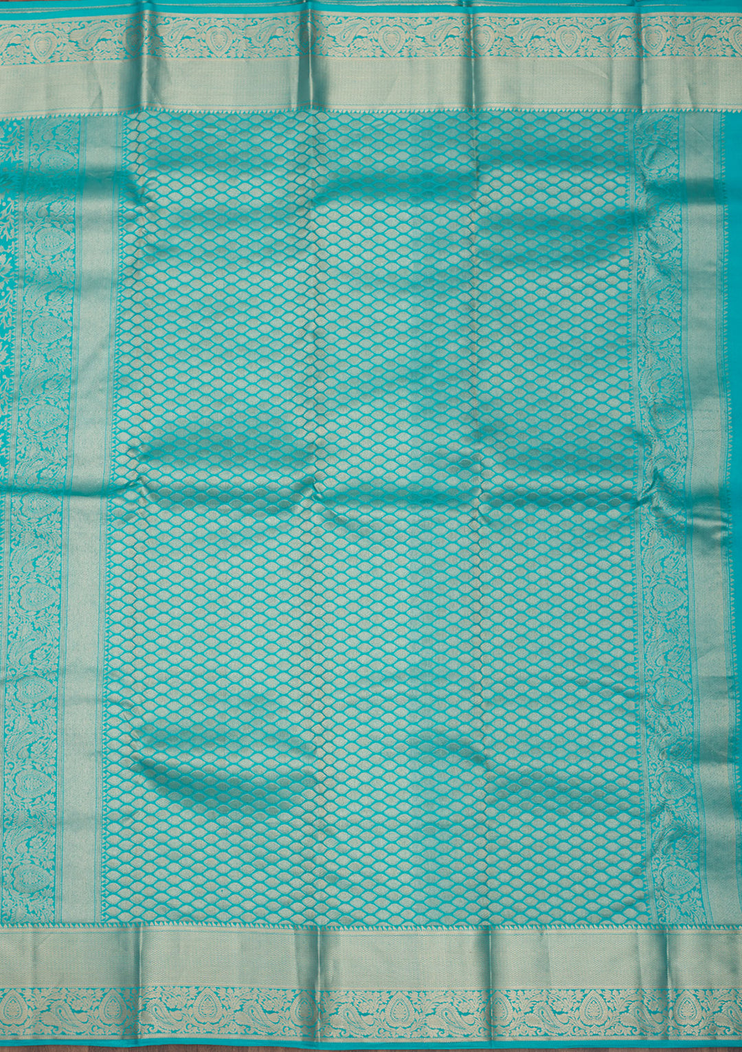 Turquoise Blue Zariwork Pure Silk Saree