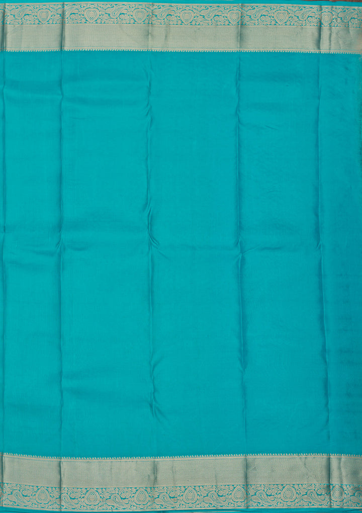 Turquoise Blue Zariwork Pure Silk Saree