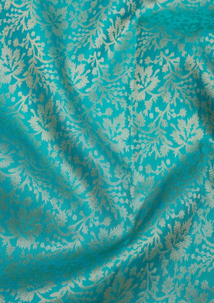 Turquoise Blue Zariwork Pure Silk Saree