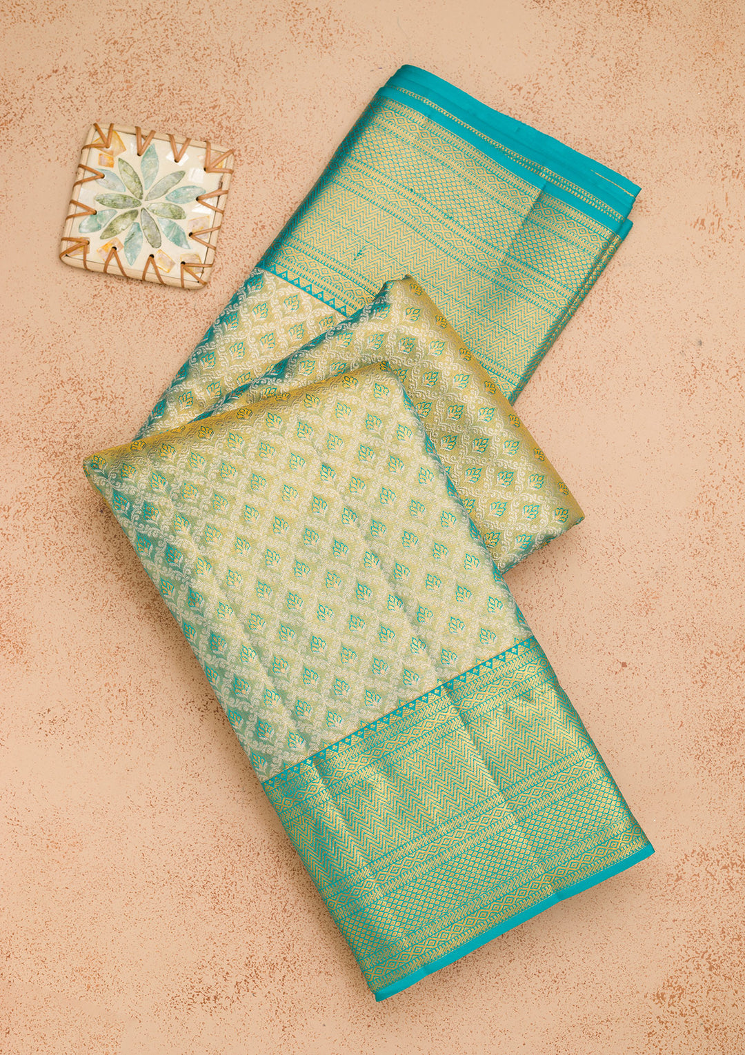 Turquoise Blue Zariwork Pure Silk Saree