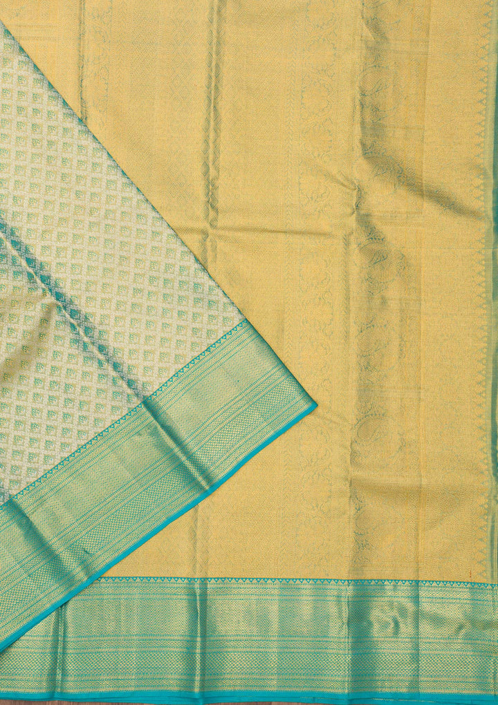 Turquoise Blue Zariwork Pure Silk Saree